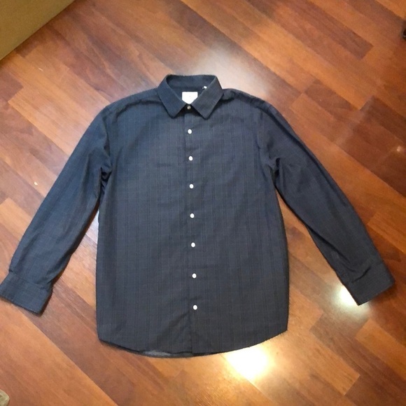 Ben Sherman Men’s Gray Dot Plaid Slim Tailored Stretch Button Up Shirt Size 16.5 - Picture 2 of 8